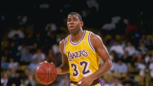 Guard Magic Johnson of the Los Angeles Lakers