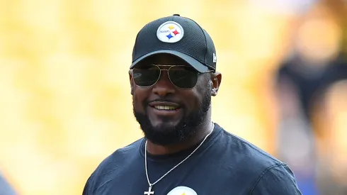 Head coach Mike Tomlin of the Pittsburgh Steelers looks on during warmups before the game against the Kansas City Chiefs at Heinz Field on September 16, 2018 in Pittsburgh, Pennsylvania.