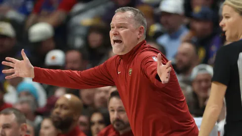 Head coach Michael Malone of the Denver Nuggets directs his team against the Orlando Magic in the third quarter at Ball Arena on February 06, 2025 in Denver, Colorado.