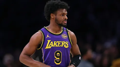 Bronny James playing with the Los Angeles Lakers.
