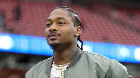 Stefon Diggs #1 of the Houston Texans looks on from the sidelines prior to the game against the Baltimore Ravens at NRG Stadium on December 25, 2024 in Houston, Texas.