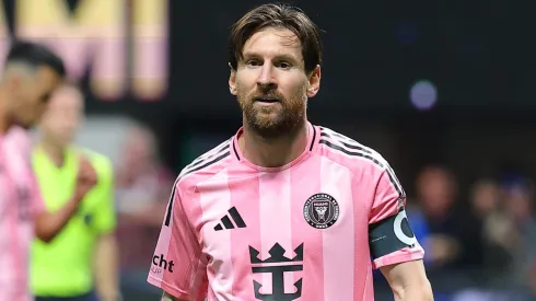 Lionel Messi #10 of Inter Miami CF reacts during the MLS match between Atlanta United and Inter Miami CF.
