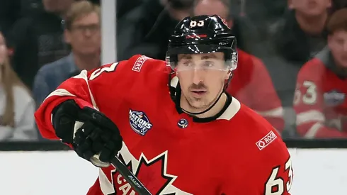 Brad Marchand #63 of Team Canada skates against Team United States in the NHL 4 Nations Face-Off Championship Game at TD Garden on February 20, 2025 in Boston, Massachusetts.
