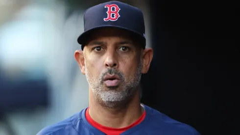 Alex Cora #13 of the Boston Red Sox looks on before the game against the New York Yankees at Yankee Stadium on July 05, 2024 in the Bronx borough of New York City.