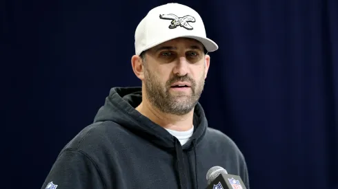 Head coach Nick Sirianni of the Philadelphia Eagles speaks to the media during the NFL Scouting Combine at the Indiana Convention Center on February 25, 2025 in Indianapolis, Indiana.