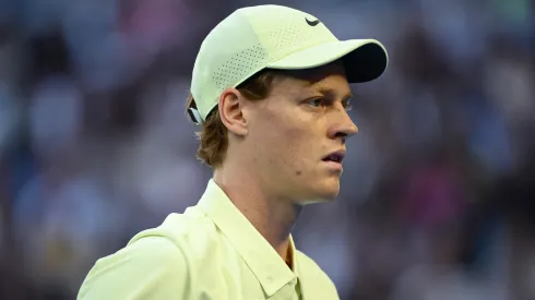 Jannik Sinner of Italy reacts in the Men's Singles Semifinal against Ben Shelton of the United States during the 2025 Australian Open.