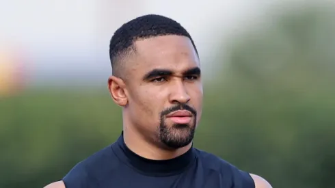 Quarterback Jalen Hurts #1 of the Philadelphia Eagles participates in a team practice ahead of Super Bowl LIX at the Ochsner Sports Performance Center located at New Orleans Saints headquarters on February 5, 2025 in Metairie, Louisiana. The Eagles will face the Kansas City Chiefs this Sunday in the Caesars Superdome.