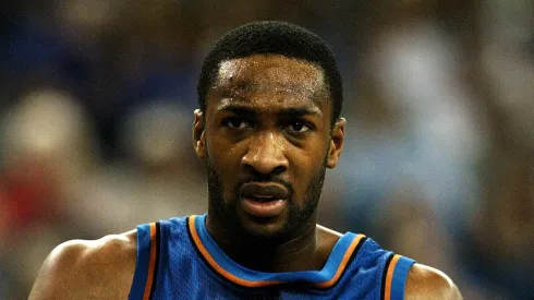 Gilbert Arenas #0 of the Washington Wizards reacts to a call against the Sacramento Kings