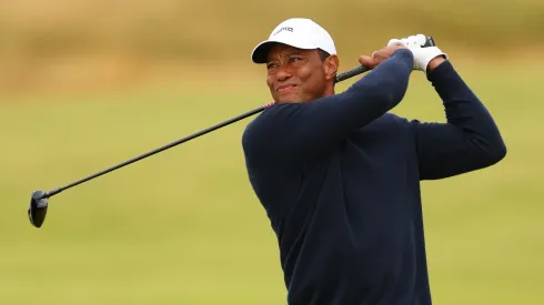 Tiger Woods of the United States plays his second shot on the fourth hole during day two of The 152nd Open championship at Royal Troon on July 19, 2024.