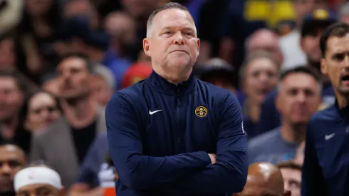 Head Coach Michael Malone of the Denver Nuggets looks on from the sidelines during the first quarter against the Minnesota Timberwolves at Ball Arena on March 12, 2025 in Denver, Colorado.