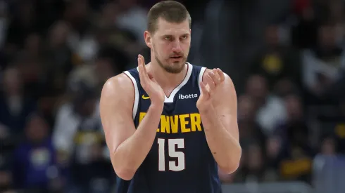 Nikola Jokic #15 of the Denver Nuggets plays the Brooklyn Nets in the fourth quarter at Ball Arena on January 10, 2025 in Denver, Colorado.