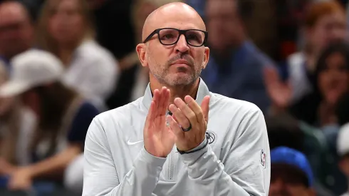 Head coach Jason Kidd of the Dallas Mavericks reacts during the second half of the game N at American Airlines Center on November 27, 2024 in Dallas, Texas.