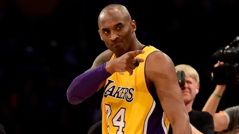 Kobe Bryant #24 of the Los Angeles Lakers reacts before taking on the Utah Jazz at Staples Center on April 13, 2016 in Los Angeles, California.