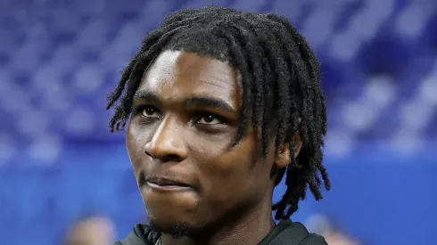 Cameron Ward of Miami-FL looks on during the NFL Scouting Combine at Lucas Oil Stadium on March 01, 2025 in Indianapolis, Indiana.