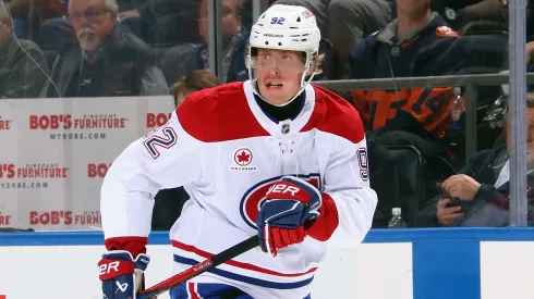Patrik Laine #92 of the Montreal Canadiens skates against the New York Islanders at UBS Arena.