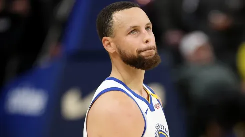 Stephen Curry #30 of the Golden State Warriors reacts at the end of their overtime loss to the LA Clippers at Chase Center.