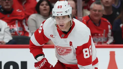 Patrick Kane #88 of the Detroit Red Wings skates against the Washington Capitals at Capital One Arena on March 18, 2025 in Washington, DC.