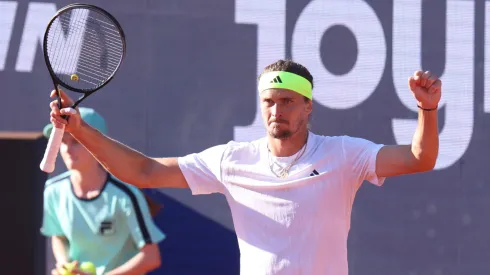 Alexander Zverev of Germany celebrates after winning his semi-final match against Fabian Marozsan of Hungary.
