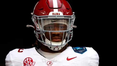 Jalen Milroe #4 of the Alabama Crimson Tide looks on before the game against the Michigan Wolverines during the 2024 ReliaQuest Bowl at Raymond James Stadium on December 31, 2024.