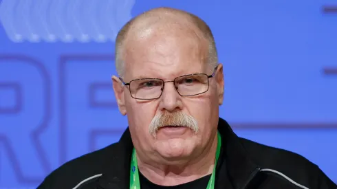 Andy Reid speaks to reporters during the NFL Draft Combine at the Indiana Convention Center.