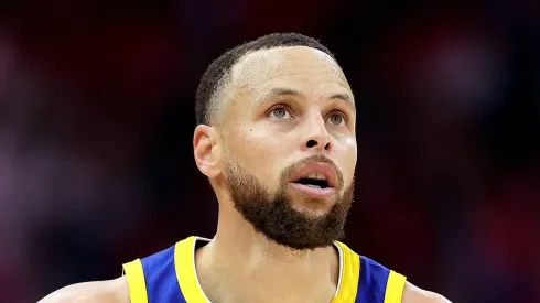 Stephen Curry #30 of the Golden State Warriors reacts during the second quarter against the Houston Rockets in Game One of the Western Conference First Round NBA Playoffs