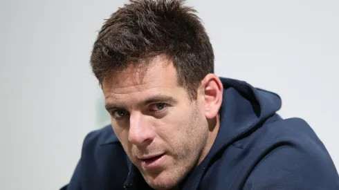 Juan Martin del Potro of Argentina attends a press conference after defeating Richard Gasquet of France during the 2018 Shanghai Masters.