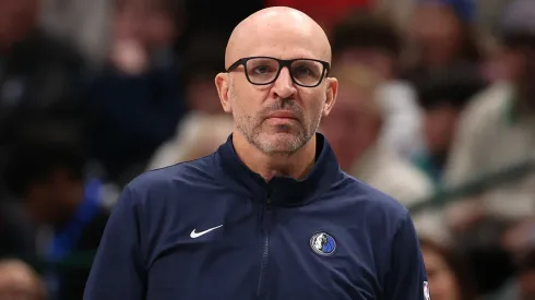 Head coach Jason Kidd of the Dallas Mavericks watches play during the third quarter against the Oklahoma City Thunder at American Airlines Center on January 17, 2025 in Dallas, Texas.