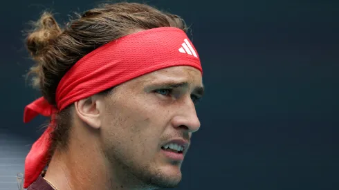 Alexander Zverev of Germany looks on against Jordan Thompson of Australia during Day 7 of the Miami Open.
