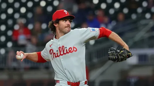 Jordan Romano #68 of the Philadelphia Phillies pitches in the eighth inning against the Atlanta Braves at Truist Park on April 10, 2025 in Atlanta, Georgia.