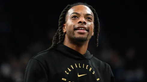 Darius Garland #10 of the Cleveland Cavaliers looks on before a game against the Utah Jazz at Delta Center on March 23, 2025 in Salt Lake City, Utah.