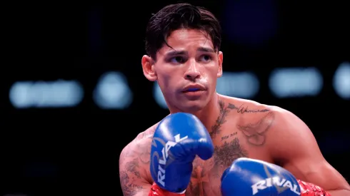 Ryan Garcia looks on while facing Oscar Duarte during their welterweight fight at Toyota Center on December 02, 2023.