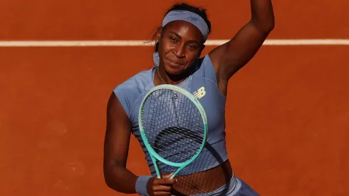 Coco Gauff of the United States celebrates victory in her Women's Singles Semi-Final match against Iga Swiatek of Poland on Day Ten of the Mutua Madrid Open at La Caja Magica on May 01, 2025 in Madrid, Spain.
