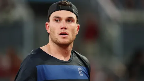 Jack Draper of Great Britain looks on during his Madrid Open Semi-Final match against Lorenzo Musetti.