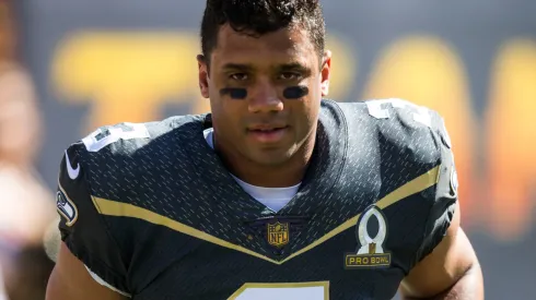 Team Irvin quarterback Russell Wilson #3 of the Seattle Seahawks, before the start of the 2016 NFL Pro Bowl at Aloha Stadium on January 31, 2016 in Honolulu, Hawaii.Team Irvin defeated Team Rice 49-27.