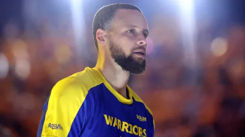 Stephen Curry #30 of the Golden State Warriors looks on prior to Game Six of the Western Conference First Round NBA Playoffs against the Houston Rockets at Chase Center on May 02, 2025 in San Francisco, California.