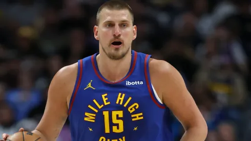 Nikola Jokic #15 of the Denver Nuggets plays the Los Angeles Clippers in the first quarter during Game One of the First Round of the NBA Playoffs at Ball Arena on April 19, 2025 in Denver, Colorado.