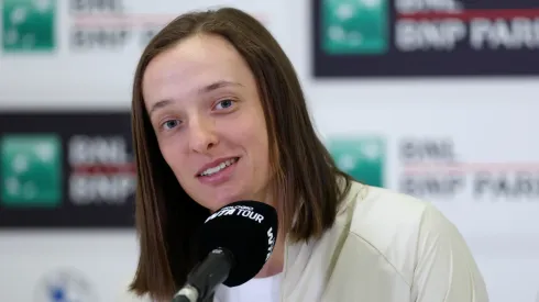 Iga Swiatek speaking to the press ahead of Rome