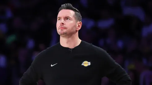Head coach JJ Redick of the Los Angeles Lakers looks on in the second half against the Phoenix Suns at Crypto.com Arena on March 16, 2025 in Los Angeles, California.