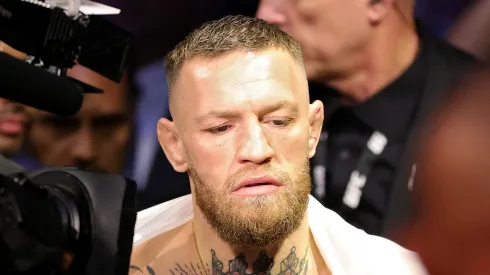 Conor McGregor of Ireland walks through the arena before his lightweight bought against Dustin Poirier during UFC 264: Poirier v McGregor 3