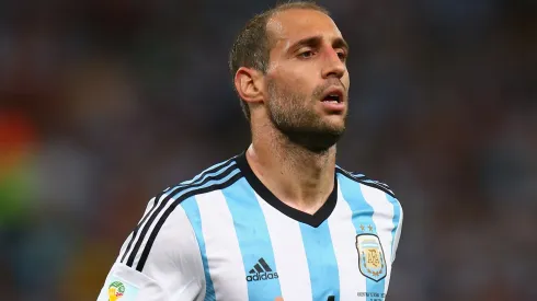 Pablo Zabaleta of Argentina in action during the 2014 FIFA World Cup Brazil Group F match between Argentina and Bosnia-Herzegovina.