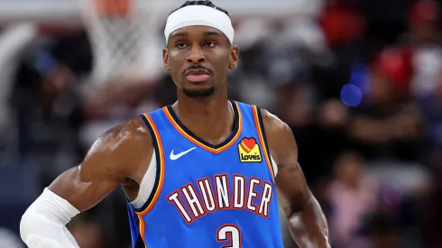 Shai Gilgeous-Alexander #2 of the Oklahoma City Thunder in action against the Los Angeles Clippers at Intuit Dome on March 23, 2025 in Inglewood, California.