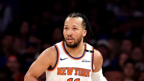 Jalen Brunson #11 of the New York Knicks in action against the Boston Celtics during game Three of the Eastern Conference Second Round NBA Playoffs at Madison Square Garden