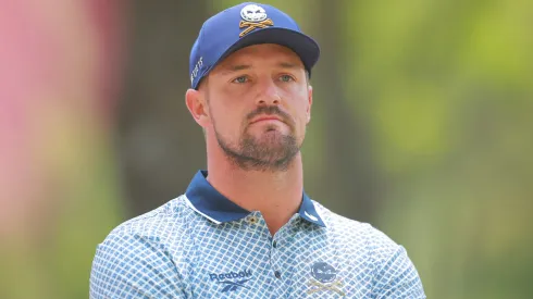 Bryson DeChambeau of Crushers GC looks on during day two of LIV Golf Mexico City at Club de Golf Chapultepec on April 26, 2025.