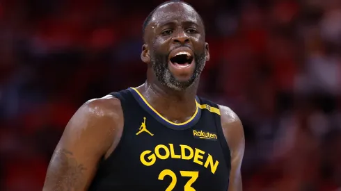 Draymond Green #23 of the Golden State Warriors reacts towards a referee against the Minnesota Timberwolves during the second quarter in Game Three of the Western Conference Second Round NBA Playoffs at Chase Center on May 10, 2025 in San Francisco, California.