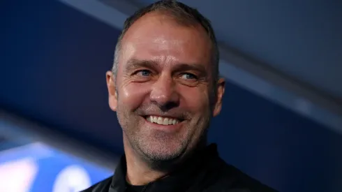 Hansi Flick, Head Coach of FC Barcelona, looks on prior to the LaLiga match between CD Leganes and FC Barcelona at Estadio Municipal de Butarque on April 12, 2025.