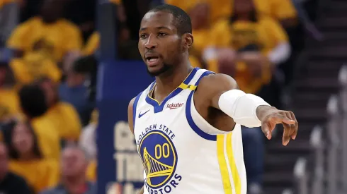 Jonathan Kuminga #00 of the Golden State Warriors dribbles the ball against the Minnesota Timberwolves during the first quarter in Game Three of the Western Conference Second Round NBA Playoffs at Chase Center on May 10, 2025 in San Francisco, California.