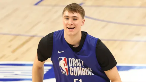 Cooper Flagg #51 warms up during the 2025 NBA Draft Combine at Wintrust Arena on May 13, 2025 in Chicago, Illinois.