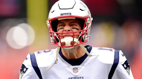 Tom Brady #12 of the New England Patriots warms up prior to the game against the Washington Redskins at FedExField on October 06, 2019 in Landover, Maryland.