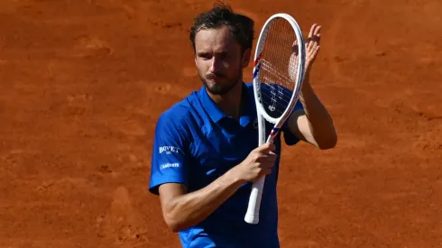 Daniil Medvedev celebrates winning match point against Cameron Norrie of Great Britain in the Men's Singles Second Round match during Day Five of the Internazionali BNL D'Italia 2025 at Foro Italico on May 09, 2025 in Rome, Italy.