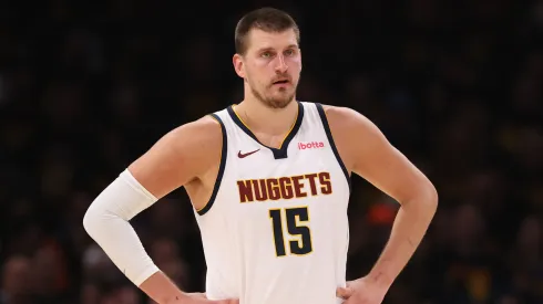 Nikola Jokic #15 of the Denver Nuggets looks on during the second half of Round Two Game One against the Oklahoma City Thunder of the 2025 NBA Playoffs at Paycom Center on May 05, 2025 in Oklahoma City, Oklahoma.